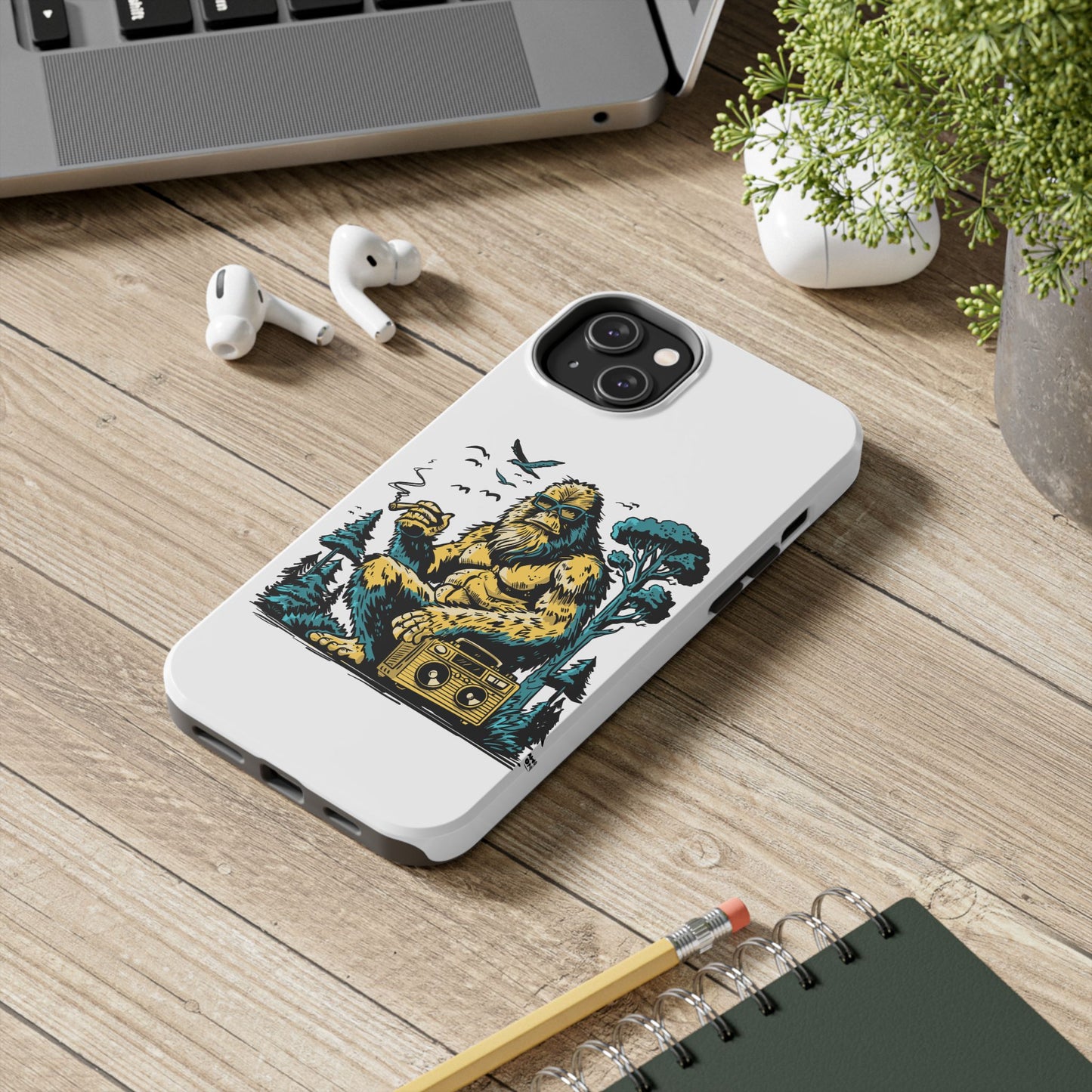 Bigfoot Chill Tough Phone Case — Retro Sasquatch with Boombox