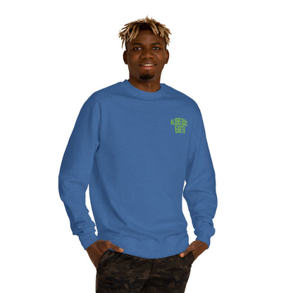 Alien Abe Crewneck Sweatshirt — "Aliens Built Earth" Graphic Pullover