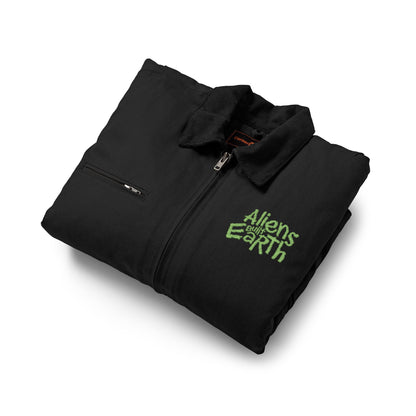 Work Jacket — "Always Hope for Earth" Embroidered Black Duck Cloth