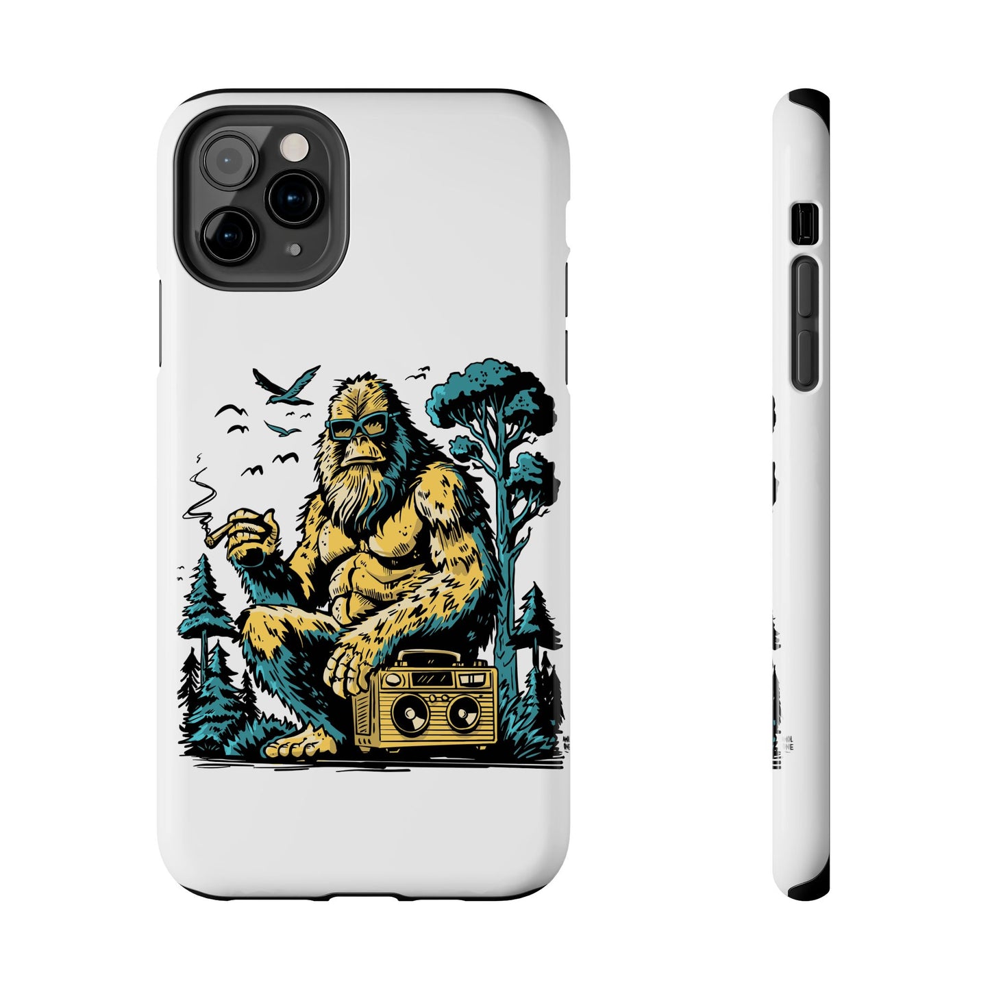 Bigfoot Chill Tough Phone Case — Retro Sasquatch with Boombox