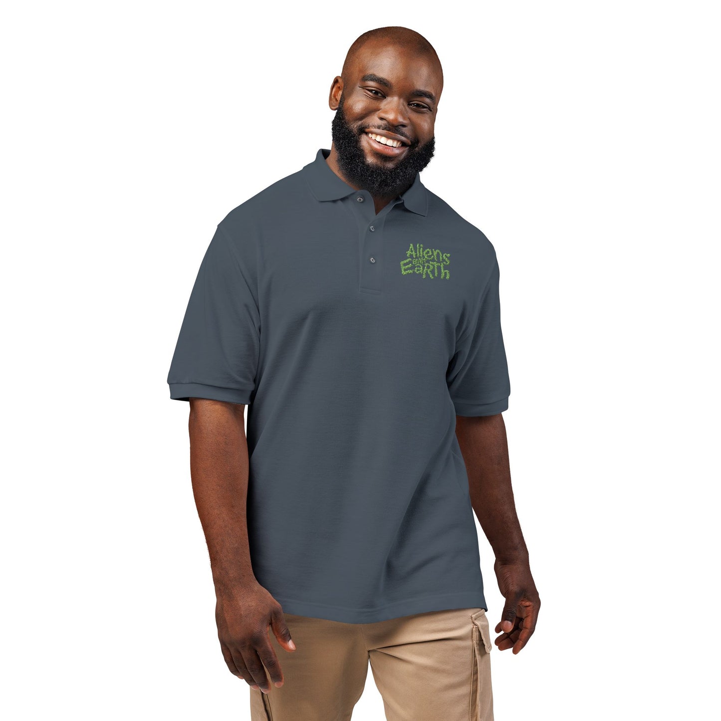Embroidered Green Foliage Polo Shirt
