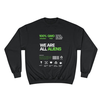 We Are All Aliens Sweatshirt — Funny Sci‑Fi Graphic Crewneck