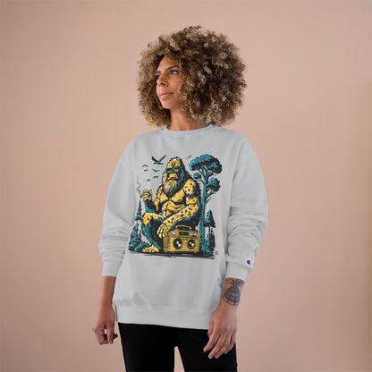 Sasquatch Camping Sweatshirt — Retro Bigfoot Graphic Crewneck