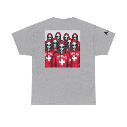 Alien Lifeguard Graphic Tee — Retro Sci‑Fi Crewneck T‑Shirt