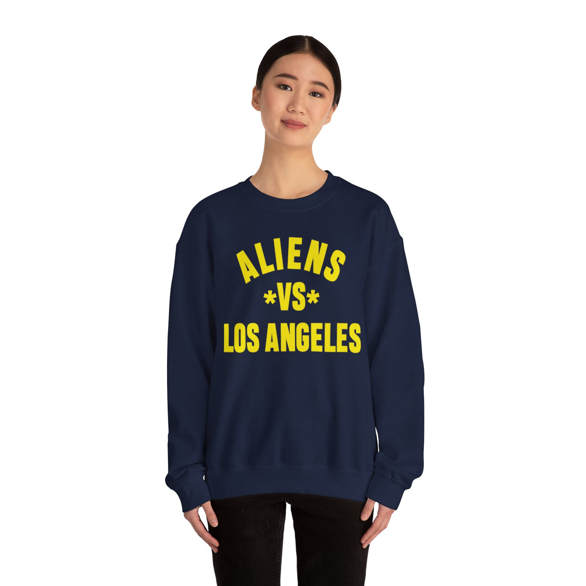 Sweatshirt — "Aliens vs Los Angeles" Bold Lettering Crewneck