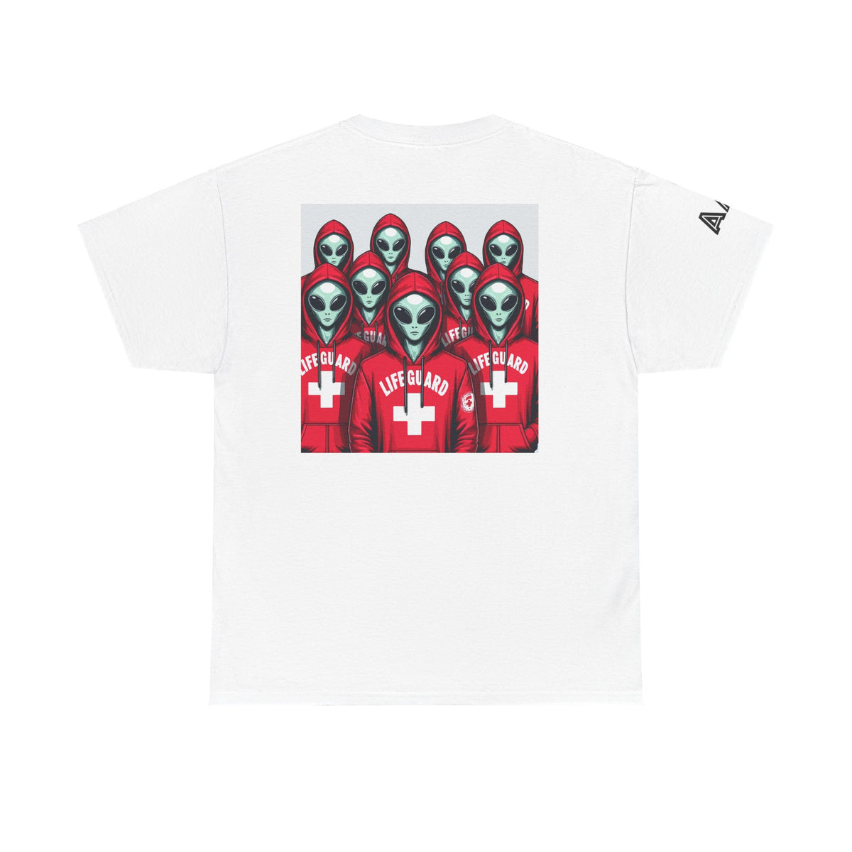 Alien Lifeguard Graphic Tee — Retro Sci‑Fi Crewneck T‑Shirt