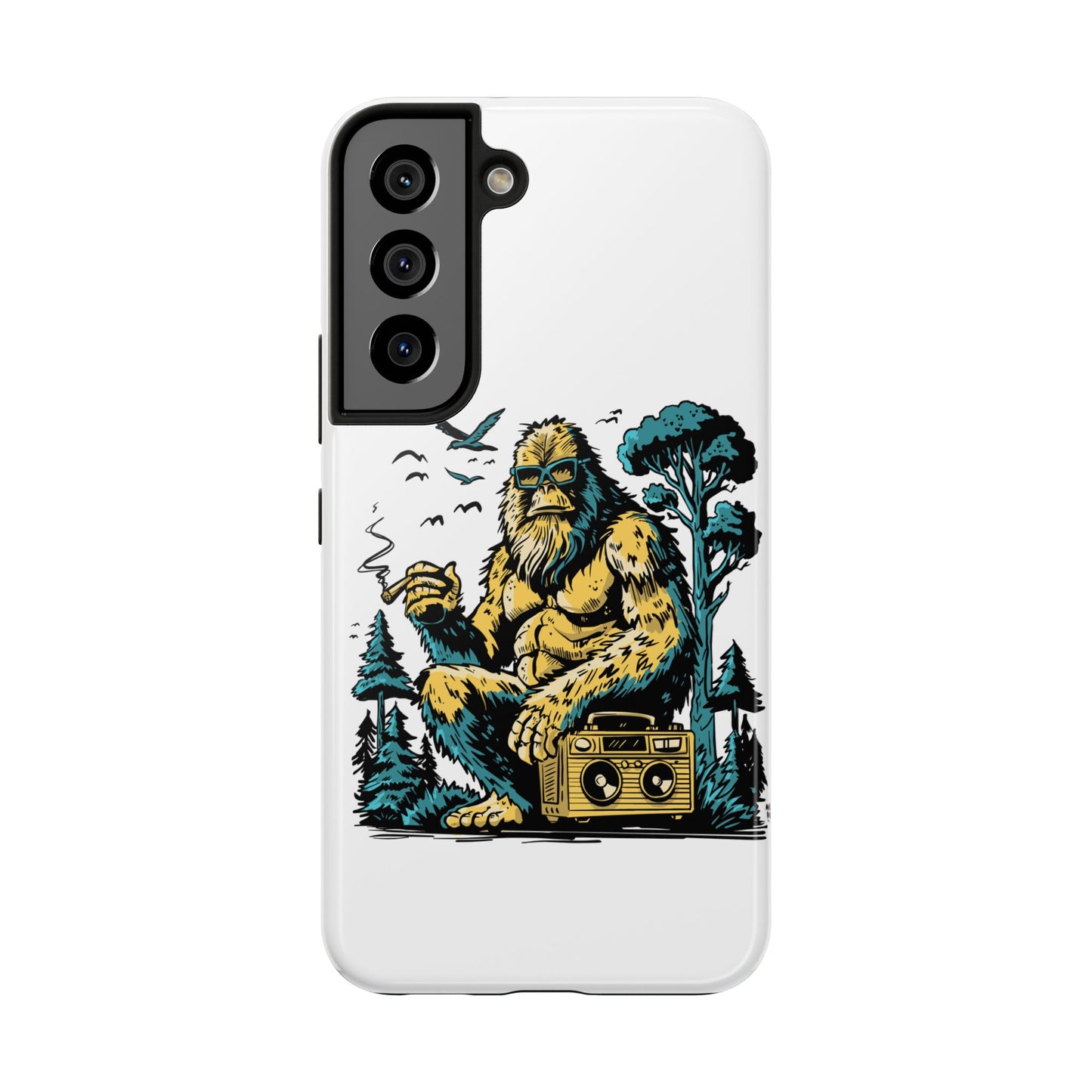 Bigfoot Chill Tough Phone Case — Retro Sasquatch with Boombox