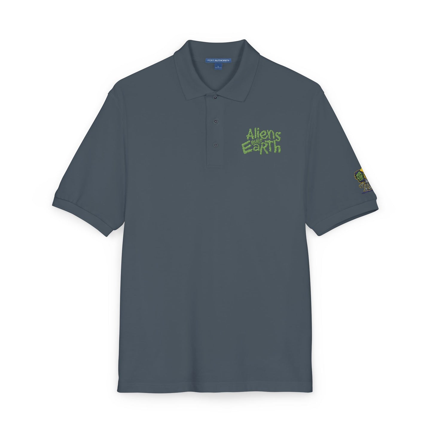 Embroidered Green Foliage Polo Shirt