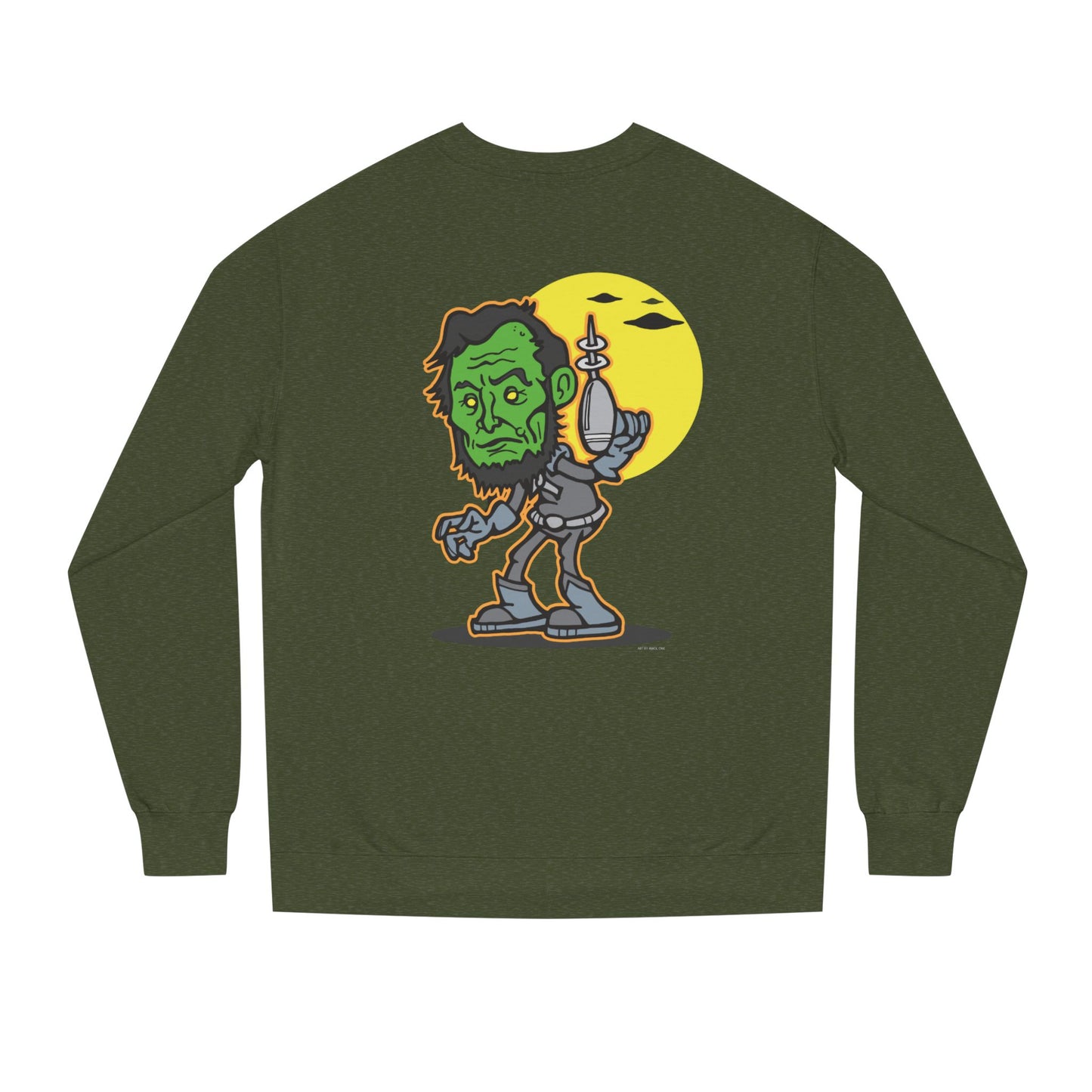 Alien Abe Crewneck Sweatshirt — "Aliens Built Earth" Graphic Pullover