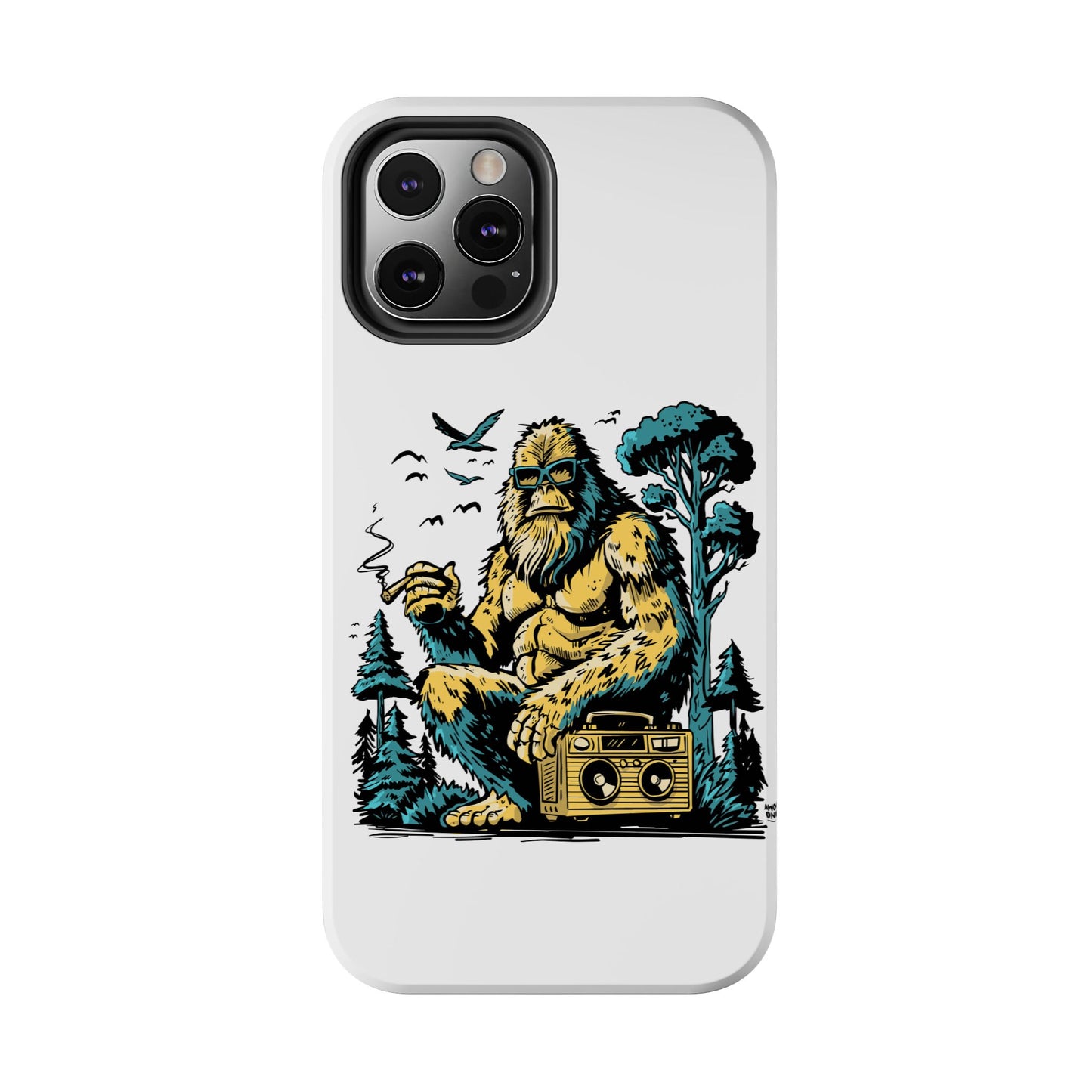 Bigfoot Chill Tough Phone Case — Retro Sasquatch with Boombox