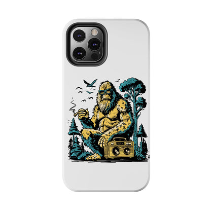 Bigfoot Chill Tough Phone Case — Retro Sasquatch with Boombox