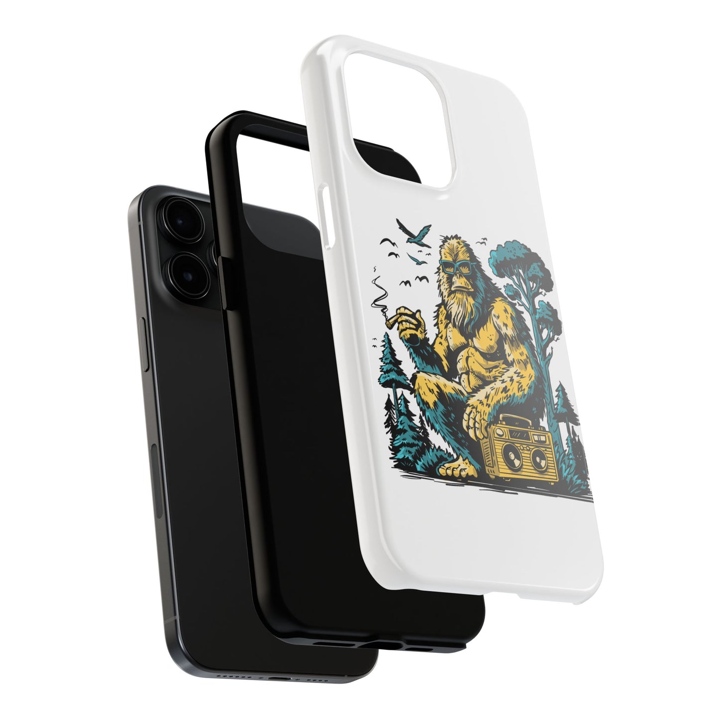 Bigfoot Chill Tough Phone Case — Retro Sasquatch with Boombox