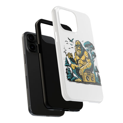 Bigfoot Chill Tough Phone Case — Retro Sasquatch with Boombox
