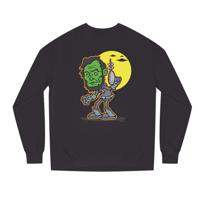 Alien Abe Crewneck Sweatshirt — "Aliens Built Earth" Graphic Pullover