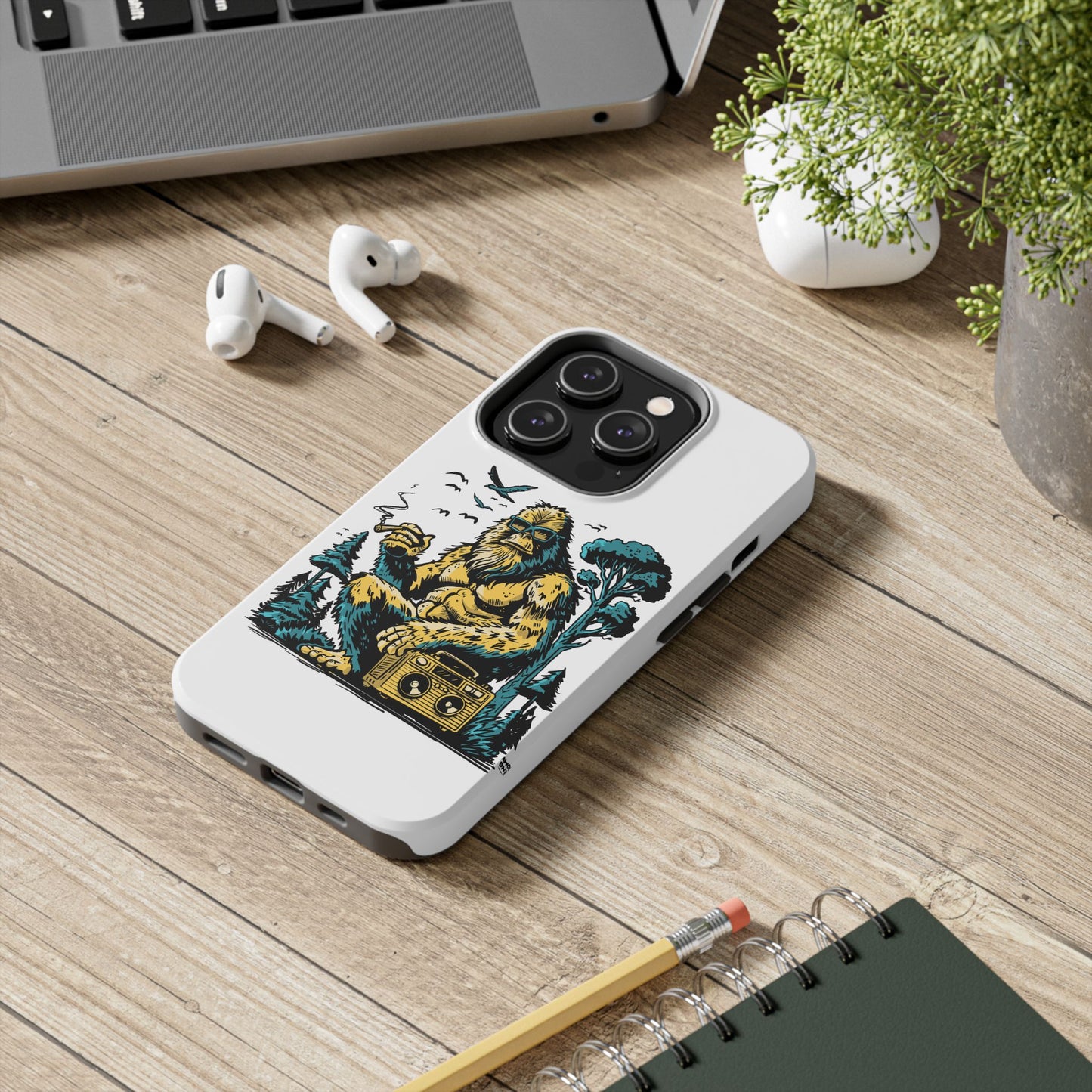 Bigfoot Chill Tough Phone Case — Retro Sasquatch with Boombox