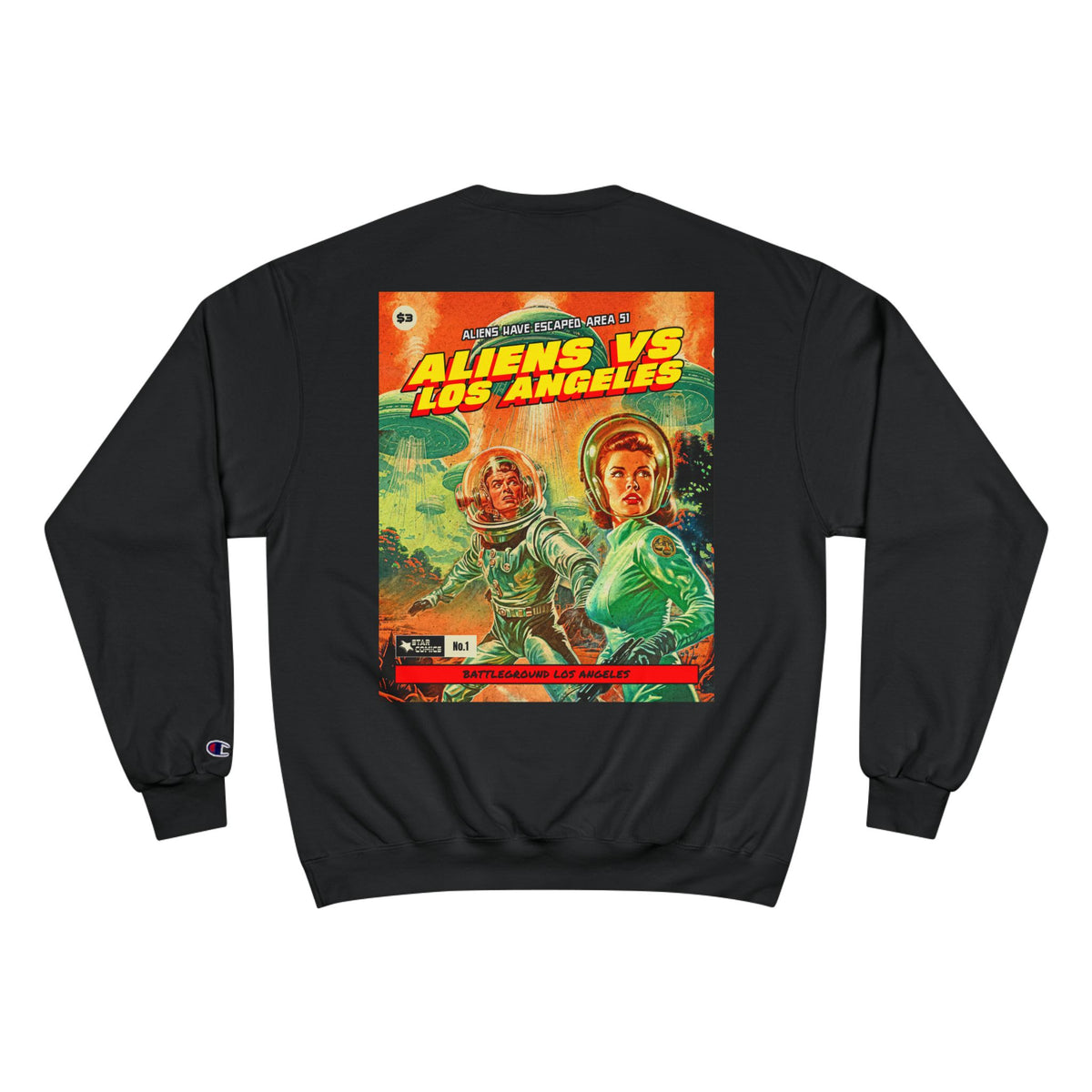 Aliens vs. Los Angeles Graphic Sweatshirt — Retro Sci‑Fi Crewneck