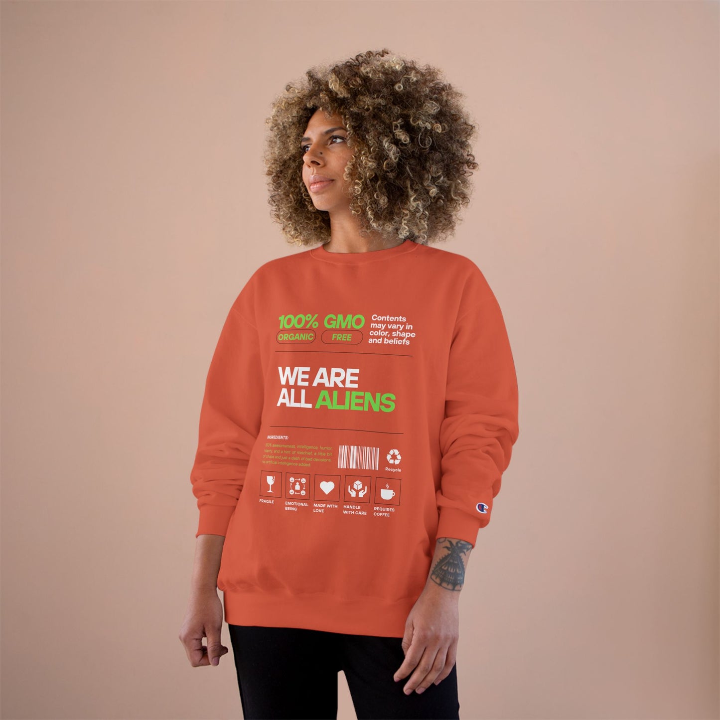 We Are All Aliens Sweatshirt — Funny Sci‑Fi Graphic Crewneck