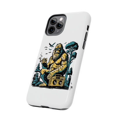 Bigfoot Chill Tough Phone Case — Retro Sasquatch with Boombox