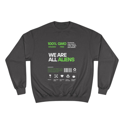 We Are All Aliens Sweatshirt — Funny Sci‑Fi Graphic Crewneck