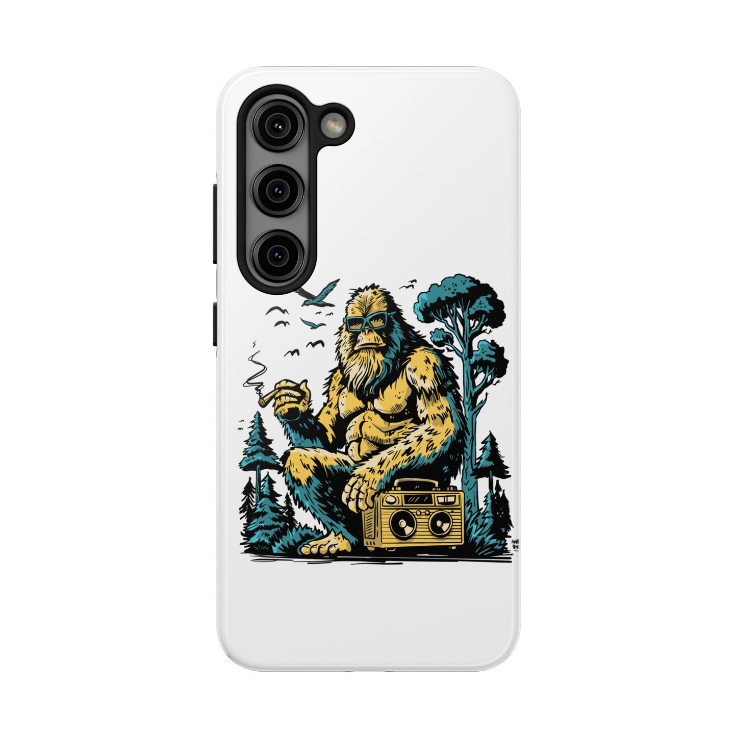 Bigfoot Chill Tough Phone Case — Retro Sasquatch with Boombox
