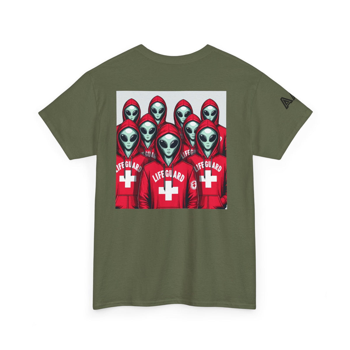 Alien Lifeguard Graphic Tee — Retro Sci‑Fi Crewneck T‑Shirt