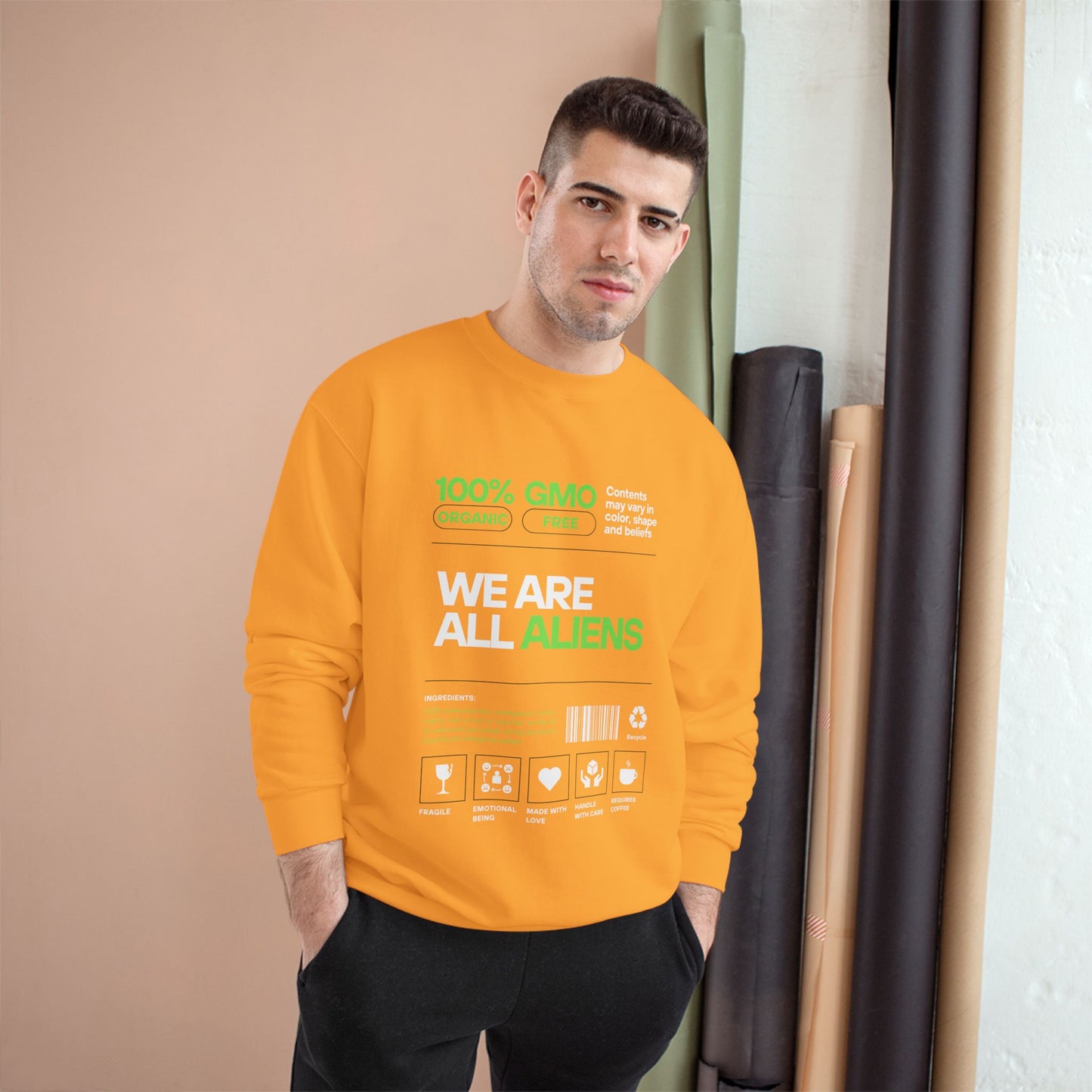We Are All Aliens Sweatshirt — Funny Sci‑Fi Graphic Crewneck