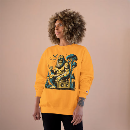 Sasquatch Camping Sweatshirt — Retro Bigfoot Graphic Crewneck