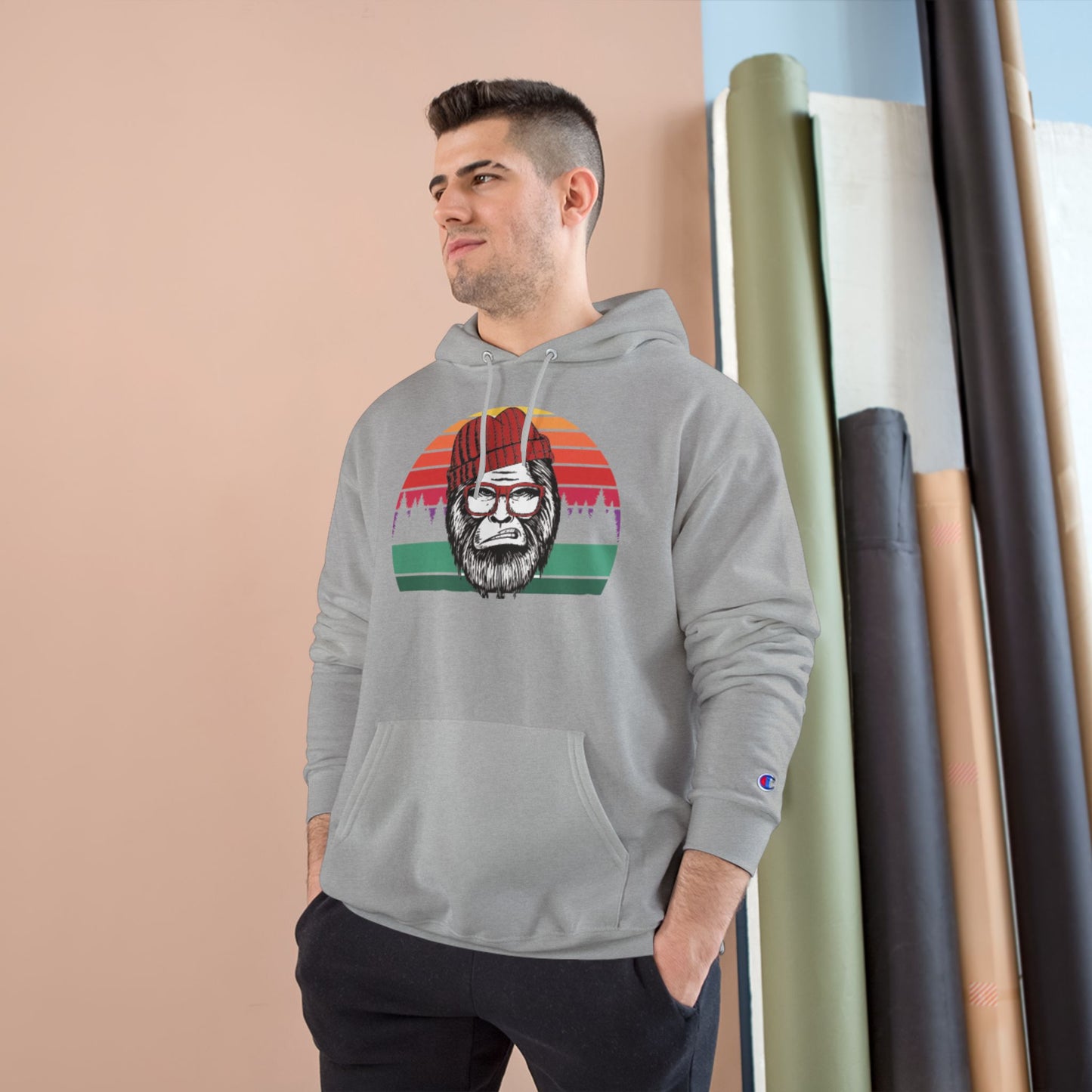 Vintage Lumberjack Hoodie — Retro Striped Bearded Man Graphic