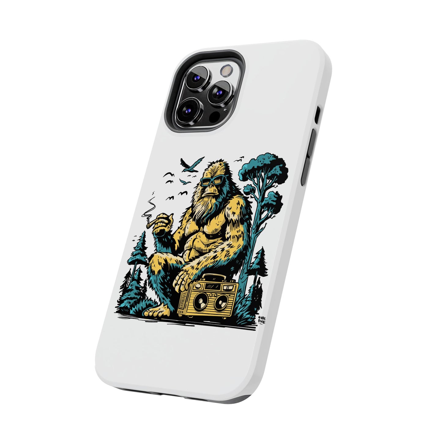 Bigfoot Chill Tough Phone Case — Retro Sasquatch with Boombox