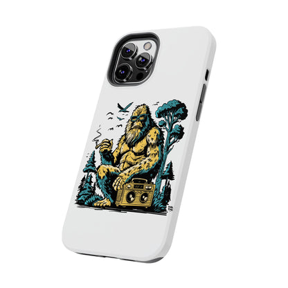 Bigfoot Chill Tough Phone Case — Retro Sasquatch with Boombox