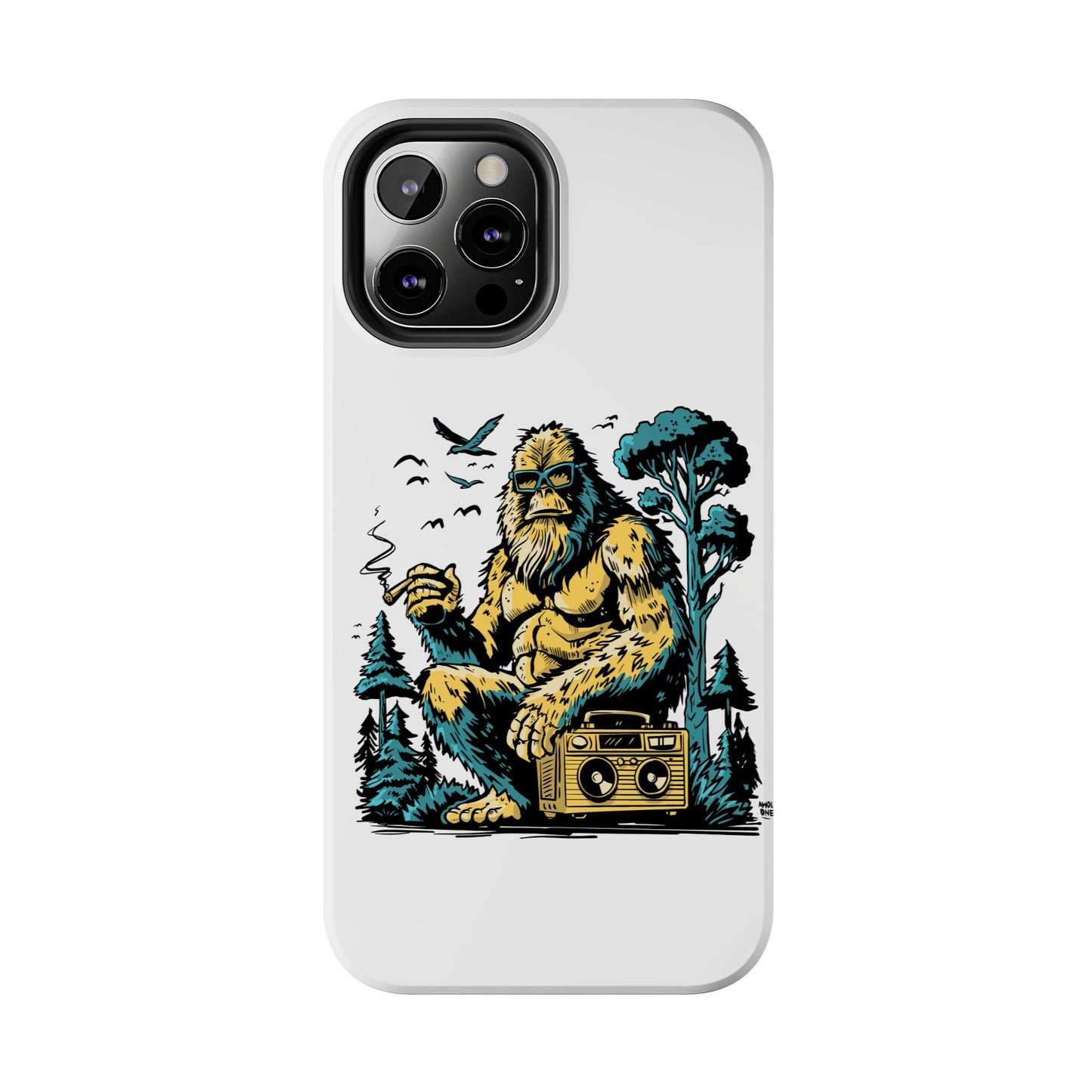 Bigfoot Chill Tough Phone Case — Retro Sasquatch with Boombox
