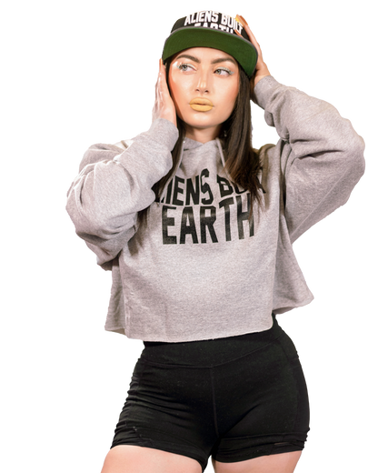 Aliens Built Earth Womens Cropped Hoodie by Champion