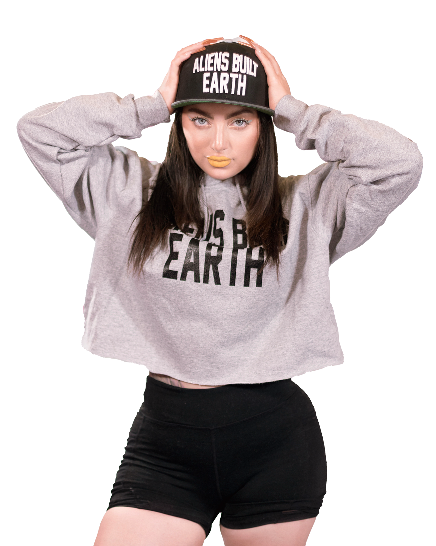 Aliens Built Earth Womens Cropped Hoodie by Champion