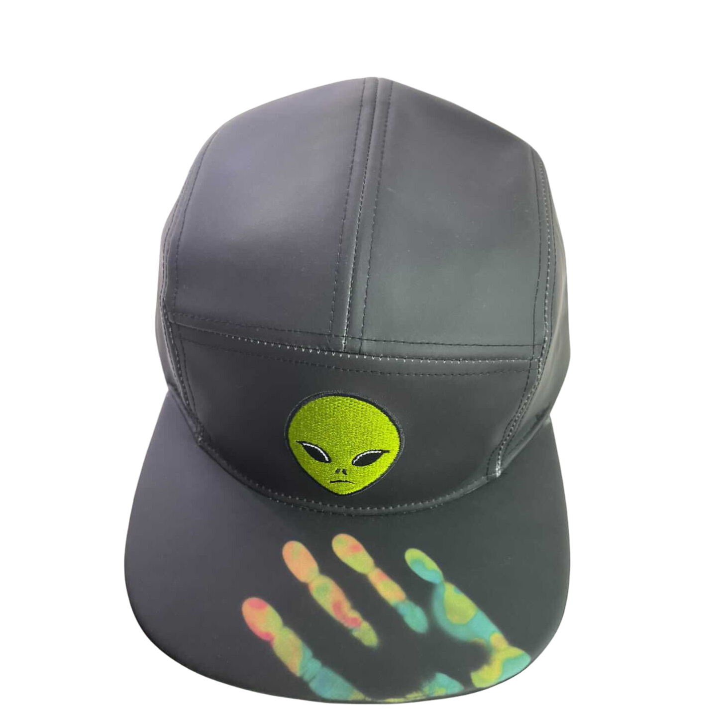 Thermal temperature color change 5 panel faux leather hat